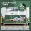 DIVANO LETTO 3 POSTI CON DESIGN CLIC CLAC E 2 CUSCINI, IN TESSUTO EFFETTO VELLUTO, 206X81X83 CM, VERDE