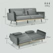 DIVANO LETTO 3 POSTI CON DESIGN CLIC CLAC E 2 CUSCINI, IN TESSUTO EFFETTO VELLUTO, 206X81X83 CM, GRIGIO