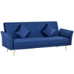 DIVANO LETTO CLIC CLAC CON SCHIENALE REGOLABILE E 2 CUSCINI, IN TESSUTO EFFETTO VELLUTO, 215X83X87 CM, BLU