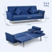 DIVANO LETTO CLIC CLAC CON SCHIENALE REGOLABILE E 2 CUSCINI, IN TESSUTO EFFETTO VELLUTO, 215X83X87 CM, BLU