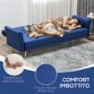 DIVANO LETTO CLIC CLAC CON SCHIENALE REGOLABILE E 2 CUSCINI, IN TESSUTO EFFETTO VELLUTO, 215X83X87 CM, BLU