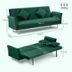 DIVANO LETTO CLIC CLAC CON SCHIENALE REGOLABILE E 2 CUSCINI, IN TESSUTO EFFETTO VELLUTO, 215X83X87 CM, VERDE