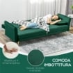 DIVANO LETTO CLIC CLAC CON SCHIENALE REGOLABILE E 2 CUSCINI, IN TESSUTO EFFETTO VELLUTO, 215X83X87 CM, VERDE