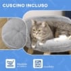 Divano per Cani Rotondo in Tessuto di Peluche e Legno con Cuscino Extra, Ï40.5x33 cm, Grigio e color Legno