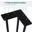 GAMBE PER TAVOLI SET 4 PEZZI IN ACCIAIO PREFORATO CON 20 VITI INCLUSE, 12X12X71 CM, NERO