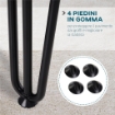 GAMBE PER TAVOLI SET 4 PEZZI IN ACCIAIO PREFORATO CON 20 VITI INCLUSE, 12X12X71 CM, NERO