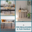 GAMBE PER TAVOLI SET 4 PEZZI IN ACCIAIO PREFORATO CON 20 VITI INCLUSE, 12X12X71 CM, NERO