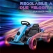 GO-KART ELETTRICO PER BAMBINI 8-12 ANNI CON SCHIENALE ALTO E CINTURA DI SICUREZZA, 115X77X54 CM, BLU E NERO