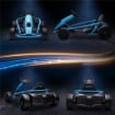 GO-KART ELETTRICO PER BAMBINI 8-12 ANNI CON SCHIENALE ALTO E CINTURA DI SICUREZZA, 115X77X54 CM, BLU E NERO