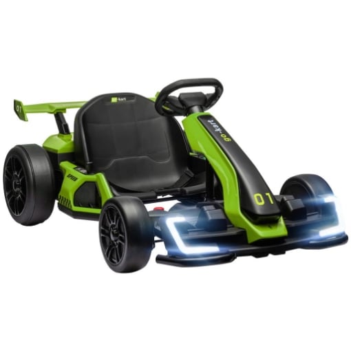 GO KART ELETTRICO PER BAMBINI 6-12 ANNI 24V 12KM/H CON SEGGIOLINO REGOLABILE, VERDE