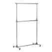 STENDER APPENDIABITI CON ALTEZZA ED ESTENSIONE REGOLABILI, 4 RUOTE GIREVOLI, ACCIAIO INOX E ABS, 165X48X180CM