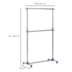 STENDER APPENDIABITI CON ALTEZZA ED ESTENSIONE REGOLABILI, 4 RUOTE GIREVOLI, ACCIAIO INOX E ABS, 165X48X180CM