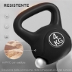 KETTLEBELL 4KG IN PLASTICA E SABBIA CON BASE PIATTA E IMPUGNATURA, 18X12X20 CM, NERO