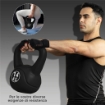 KETTLEBELL 4KG IN PLASTICA E SABBIA CON BASE PIATTA E IMPUGNATURA, 18X12X20 CM, NERO