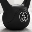 KETTLEBELL 4KG IN PLASTICA E SABBIA CON BASE PIATTA E IMPUGNATURA, 18X12X20 CM, NERO