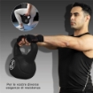 KETTLEBELL 6KG IN PLASTICA E SABBIA CON BASE PIATTA E IMPUGNATURA, 20X13X22 CM, NERO