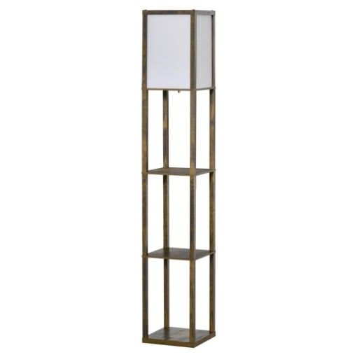 LAMPADA DA TERRA CON 3 MENSOLE INTEGRATE, ATTACCO E27 POTENZA 40W, 26X26X160CM, COLORE LEGNO