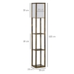 LAMPADA DA TERRA CON 3 MENSOLE INTEGRATE, ATTACCO E27 POTENZA 40W, 26X26X160CM, COLORE LEGNO