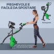 CYCLETTE PIEGHEVOLE 2 IN 1, RESISTENZA MAGNETICA REGOLABILE 8 LIVELLI, BICI DA FITNESS CON SENSORE DI FREQUENZA CARDIACA, ELASTICI PER BRACCIA, SCHERMO LCD, VOLANO 2.5KG, VERDE