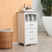 KLEANKIN MOBILETTO BAGNO CON SCAFFALE APERTO E 3 CASSETTI IN MDF, 40X33X80CM, BIANCO