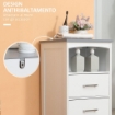 KLEANKIN MOBILETTO BAGNO CON SCAFFALE APERTO E 3 CASSETTI IN MDF, 40X33X80CM, BIANCO