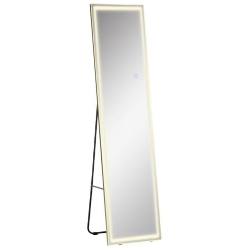 SPECCHIO DA TERRA E DA PARETE CON LUCE LED REGOLABILE E TELECOMANDO, 40X37X156.5CM