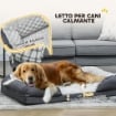 LETTINO PER CANI TAGLIA GRANDE IMBOTTITO CON CUSCINO RIMOVIBILE LAVABILE, 120X80X22CM, GRIGIO CARBONE