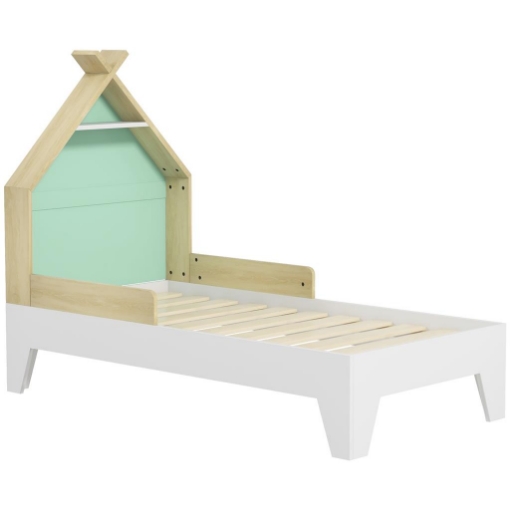 LETTO PER BAMBINI 3-8 ANNI A CASETTA CON SPONDE IN LEGNO, 144X74X110CM, VERDE