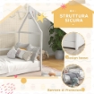 LETTO PER BAMBINI A CASETTA CON BARRIERE DI PROTEZIONE, ETÀ 3-8 ANNI, 196X97.5X135CM, BIANCO