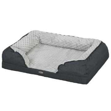 LETTINO PER CANI TAGLIA MEDIA IMBOTTITO CON CUSCINO RIMOVIBILE LAVABILE, 90X69X21CM, GRIGIO CARBONE