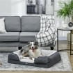 LETTINO PER CANI TAGLIA MEDIA IMBOTTITO CON CUSCINO RIMOVIBILE LAVABILE, 90X69X21CM, GRIGIO CARBONE