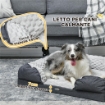 LETTINO PER CANI TAGLIA MEDIA IMBOTTITO CON CUSCINO RIMOVIBILE LAVABILE, 90X69X21CM, GRIGIO CARBONE