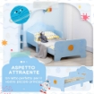 LETTO PER BAMBINI CON SPONDE E FANTASIA SPAZIALE, ETÀ 3-6 ANNI, 143X74X59CM, AZZURRO