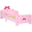 LETTO PER BAMBINI CON SPONDE E FANTASIA A FIOCCHI E CUORI, ETÀ 3-6 ANNI, 143X74X59CM, ROSA