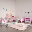 LETTO PER BAMBINI CON SPONDE E FANTASIA A FIOCCHI E CUORI, ETÀ 3-6 ANNI, 143X74X59CM, ROSA