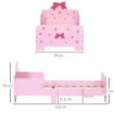 LETTO PER BAMBINI CON SPONDE E FANTASIA A FIOCCHI E CUORI, ETÀ 3-6 ANNI, 143X74X59CM, ROSA