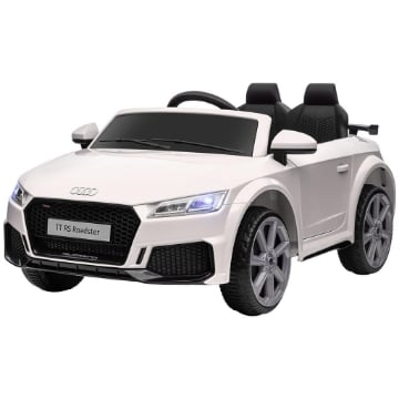 MACCHINA ELETTRICA PER BAMBINI 3-5 ANNI AUDI TT CON TELECOMANDO, PORTIERE APRIBILI E FARI LED, BIANCO