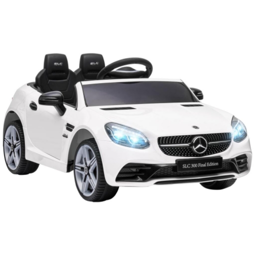 MACCHINA ELETTRICA PER BAMBINI LICENZA MERCEDES SLC 300 CON TELECOMANDO, IN PP E METALLO, 107X62.5X44 CM, BIANCO