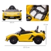 MACCHINA ELETTRICA PER BAMBINI 12V CON LICENZA LAMBORGHINI, TELECOMANDO, CLACSON E MUSICA, GIALLO