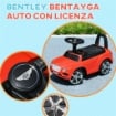 MACCHINA CAVALCABILE A SPINTA PER BAMBINI 18-36 MESI CON LICENZA BENTLEY BENTAYGA, CLACSON E MUSICA, ROSSO