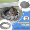 LETTO PER CANI E GATTI DA INTERNI IMBOTTITO E LAVABILE CON CUSCINO SEPARATO, 155X14CM, GRIGIO