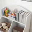 LIBRERIA PER BAMBINI A 2 LIVELLI CON CASSETTO SU RUOTE PER GIOCHI E LIBRI, 62X40X88 CM, BIANCO