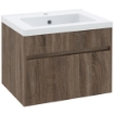 MOBILE LAVABO DA 60CM CON CASSETTO IN LEGNO E LAVANDINO IN CERAMICA, MARRONE CHIARO