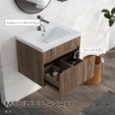 MOBILE LAVABO DA 60CM CON CASSETTO IN LEGNO E LAVANDINO IN CERAMICA, MARRONE CHIARO