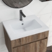 MOBILE LAVABO DA 60CM CON CASSETTO IN LEGNO E LAVANDINO IN CERAMICA, MARRONE CHIARO