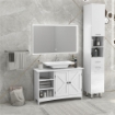 MOBILE SOTTO LAVABO BAGNO CON ARMADIETTO A 2 ANTE E 3 RIPIANI APERTI IN LEGNO, 90X30X60CM, BIANCO