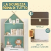 LIBRERIA PER BAMBINI A 3 RIPIANI CON CASSETTO E DISPOSITIVO ANTIRIBALTAMENTO, 50X30X119.5CM, VERDE