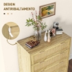 MOBILE CASSETTIERA 4 CASSETTI STILE BOHO IN LEGNO E RATTAN, 90X45X108.5CM, ROVERE