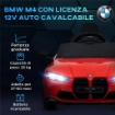 MACCHINA ELETTRICA PER BAMBINI A LICENZA BMW M4 CON TELECOMANDO, CLACSON E FARI, 108X69.5X51 CM, ROSSA