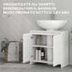 MOBILE SOTTOLAVABO BAGNO CON 2 ANTE DECORATE E INTAGLIO A U PER TUBI, 60X30X60CM, BIANCO